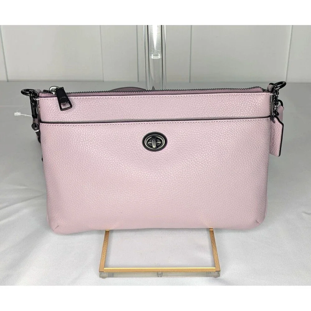 Coach Pebbled Leather Polly Crossbody - Ice Purple/Gunmetal, Dust Bag, NWT